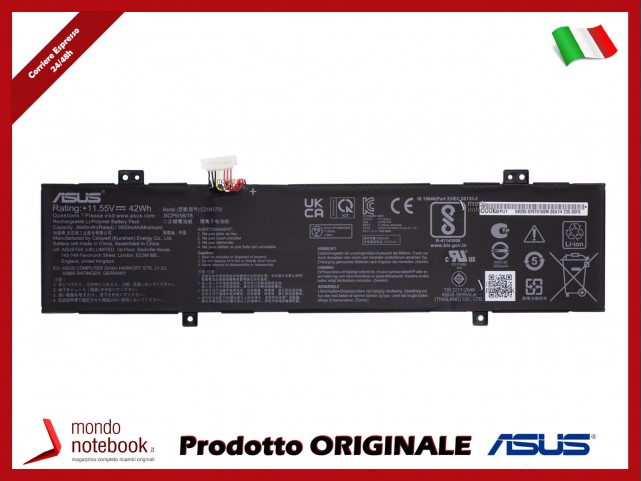 Batteria Originale ASUS Vivobook Flip 14 TP412U TP412UA [11,55V 42Wh 3550mAh] C31N1733