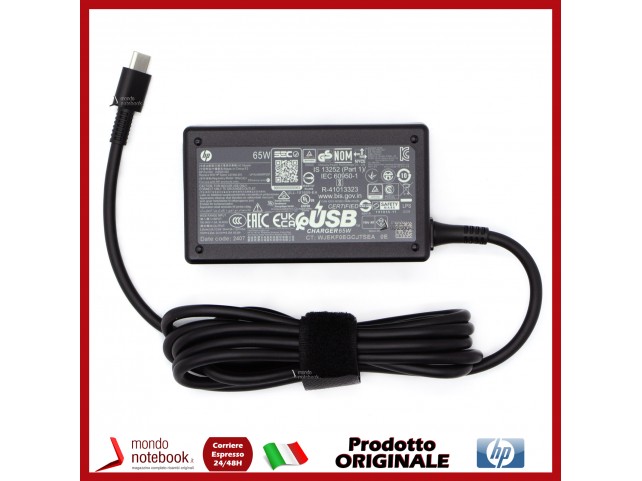Alimentatore Originale HP 65W 5V/9V/12V/15V/20V Type C USB- C