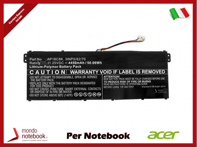 Batteria Compatibile Alta Qualità ACER Aspire 5 A514-52 Chromebook 314 C933 11.25V 4450mAh
