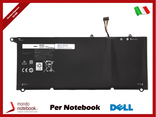 Batteria Compatibilie Alta Qualità Dell XPS 13 9360 46Wh Li-Pol 7.6V 6100mAh