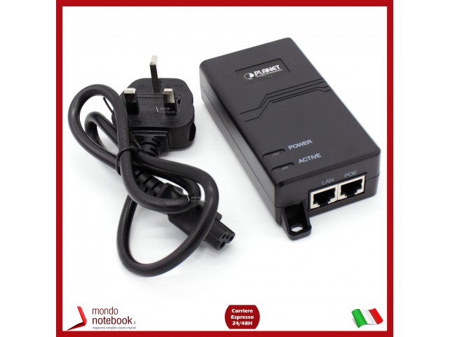 ADATTATORE POE INJECTOR Planet IEEE 802.3at Gigabit High Power over Ethernet Injector (Mid-span)