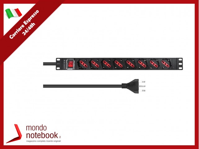 Lanview 19'' rack mount power strip, 2m, 13A with 8 x Schuko/italian type socket