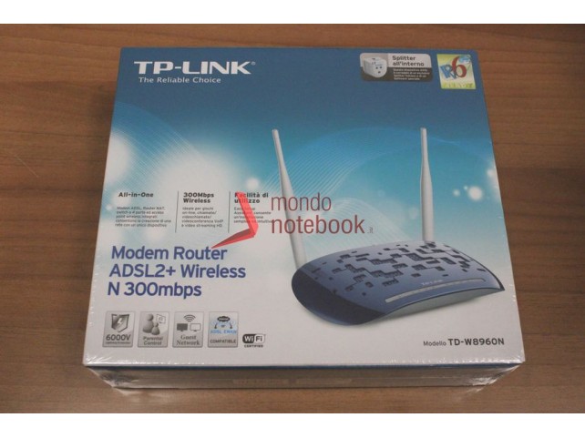 ROUTER TP-LINK TD-W8960N ADSL2+ 300M 802.11n/g/b ACCESS POINT 4P 2 ANTENNE STACCABILI