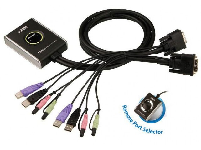 Aten CS682-AT CS682 2-Port Cable KVM Switch  USB DVI and Audio with