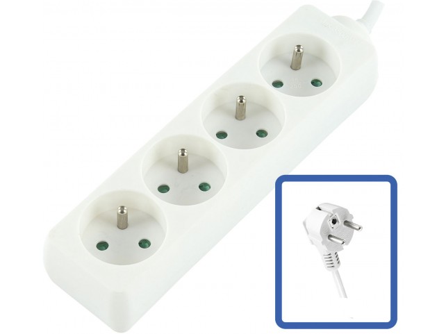 LOGON PROFESSIONAL LPS060 4-WAY POWER STRIP: WHITE -  16A - 3M CABLE