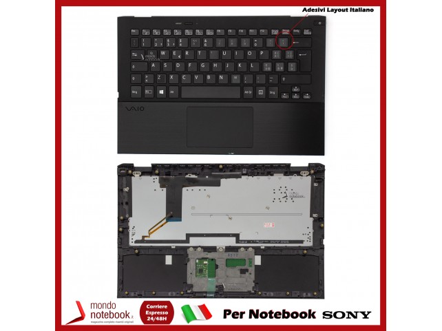 Tastiera con Top Case SONY Vaio PRO11 SVP11 SVP112 NERA con Adesivi Layout ITALIANO