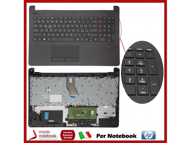 Tastiera con Top Case HP 250 G6, 255 G6, 15-BS, 15-BW (Nera) Layout Italiano DANNEGGIATO