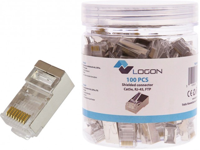 LOGON PROFESSIONAL TWP8P8CSRS100 RJ45 CAT 5e SHIELDED  CONNECTOR POT/JAR 100PCS