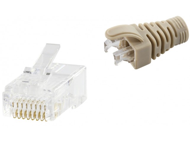 LOGON PROFESSIONAL TWP8P8E5UI RJ45 CAT5e UNSHIELDED EASY  CONNECTOR+GREY BOOT - 50-PACK