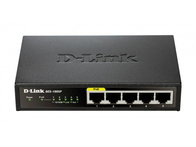 D-Link DES-1005P/E 5-Port Fast Ethernet PoE  Desktop Switch