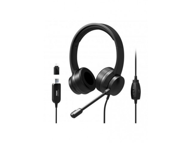 Port Designs 901605 Headphones/Headset Wired  Head-Band Usb Type-A Black