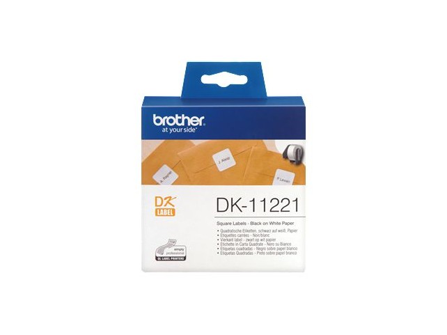 Brother DK-11221 Label Roll - Black  on White, 23mm x 23mm Square