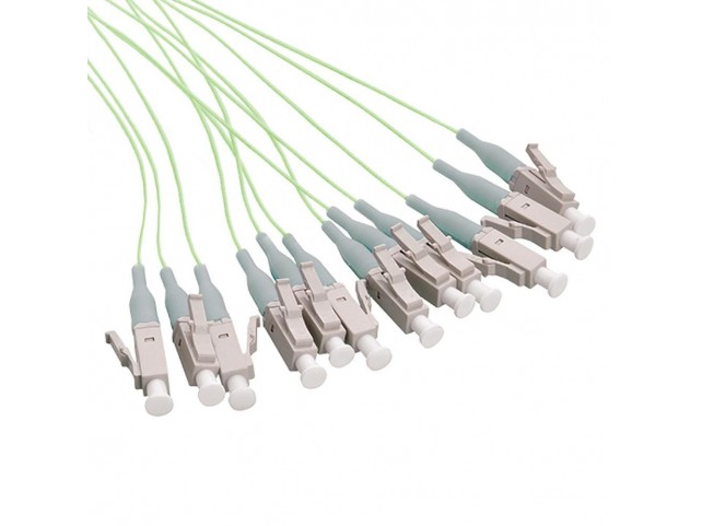 LOGON PROFESSIONAL LFP040 Fiber Pigtail Set 12x LC OM5  2M Lime Green with Grey