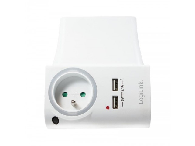 LogiLink PA0166 Steckdosenadapter2x  USB-Port+L adeschaleFrankr.