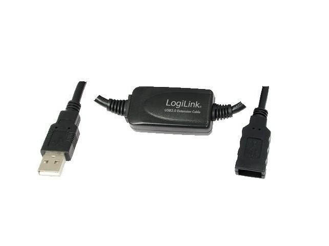 LogiLink UA0147 25M USB 2.0 - USB 2.0 M/F USB  cable USB A Black Verl. sw