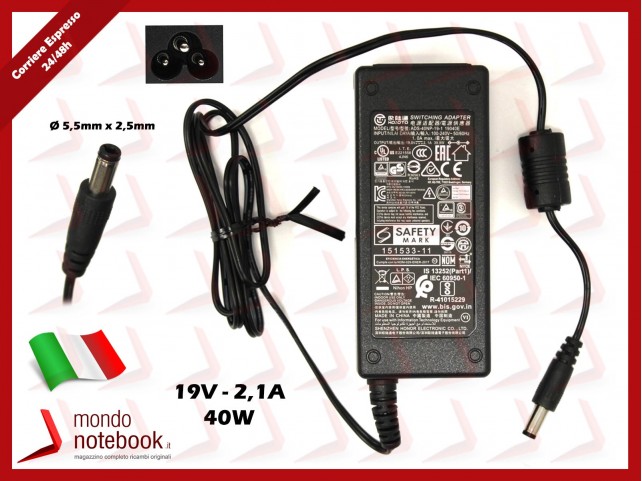Alimentatore Compatibile per HP 40W 19V 2.1A (5,5mm x 2,5mm)