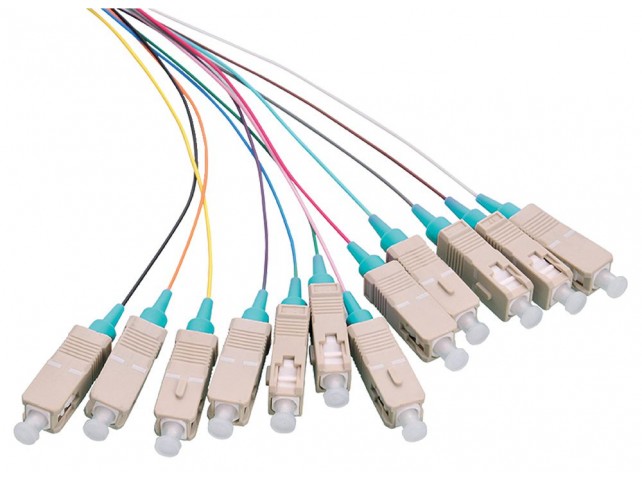 LOGON PROFESSIONAL LFP025 Fiber Pigtail Set 12x SC OM3  2M Colored with Aqua