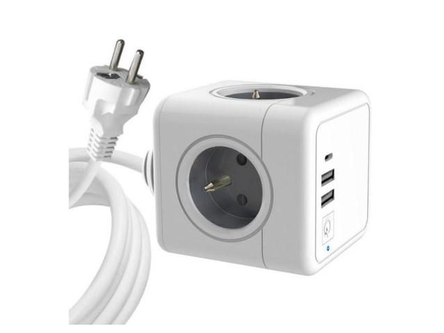 MicroConnect MC-CUBE015USBC-FRANCE Power Cube 4xFrench Type E  outlets 2 USB A ports 1