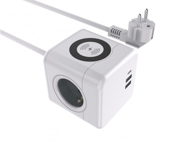 MicroConnect MC-CUBE015WIC-FRANCE Power Cube with Wireless  Charging 3x French (type E)