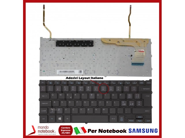 Tastiera Notebook SAMSUNG NP940X3G NP940X3F 940X3G RETROILLUMINATA con ADESIVI LAYOUT ITA