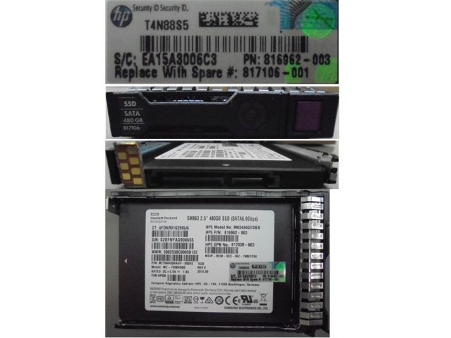 Hewlett Packard Enterprise 817106-001-RFB hot-plug SSD 480GB 2.5Inch SFF  x x Refurbished x x