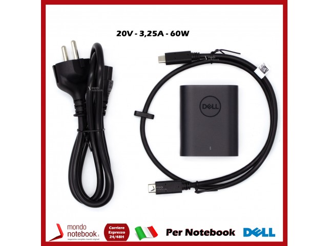 Alimentatore Originale DELL 60W 5V 9V 15V 20V USB-C Type-C