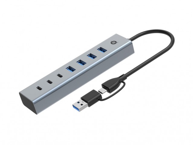 Conceptronic HUBBIES20G 7-Port Usb 3.0 Hub 5Gbps  Usb-C X 3 Usb-A X 4