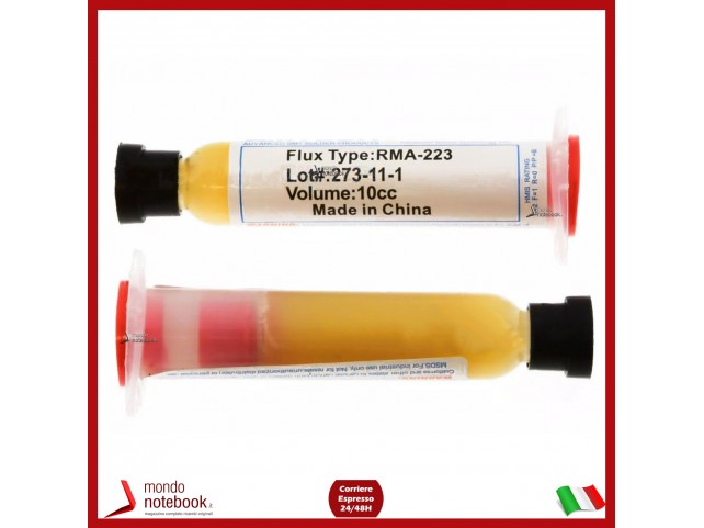 FLUSSANTE FLUX PASTA GEL AMTECH RMA-223-UV 10cc SALDATURA RIPARAZIONE PCB BOARD