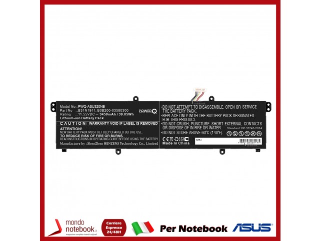 Batteria PowerQ per Asus A413FF 3450 mAh 11.55V P/N B0B200-03580300 Nero