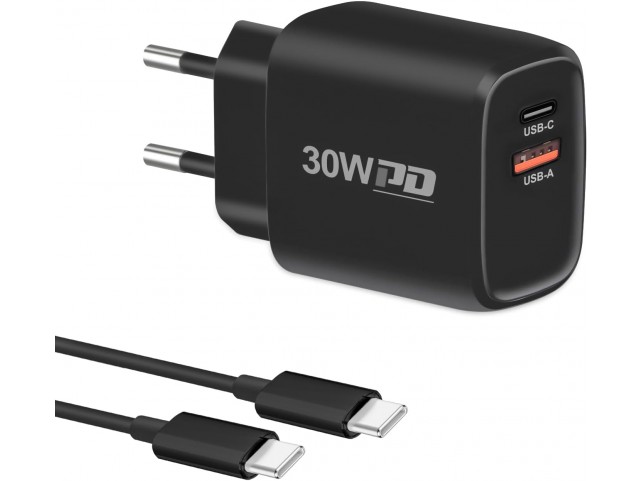 30W USB C Caricabatterie con 2M Cavo, Gcstnn 2 Porte Rapido Caricatore, Tipo C Alimentatore per Goog