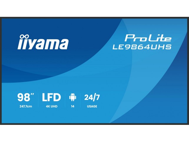 iiyama LE9864UHS-B1AG 98 LFD 3840x2160 Portrait  24/7 Android AG