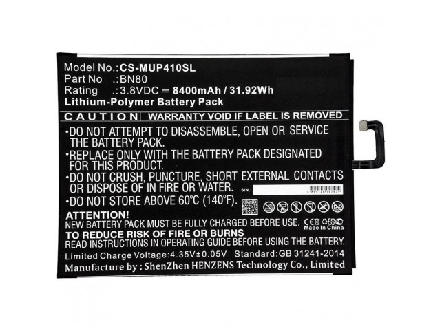 CoreParts MBXTAB-BA143 Battery 31.92Wh Li-Pol 3.8V  8400mAh Black for Xiaomi