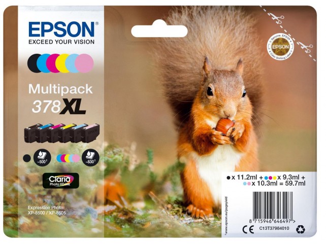 Epson C13T37984010 Multipack 6-colours 378XL  Claria Photo HD Ink