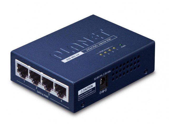 Planet HPOE-460 4-Port 802.3at 30W High Power  over Ethernet Injector Hub