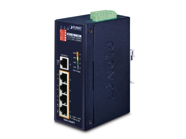 Planet ISW-504PT IP30 5-Port/TP POE+ Industrial  Fast Ethernet Switch (-40-75C)
