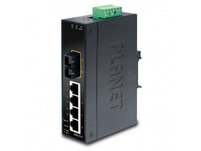 Planet ISW-511 IP30 Slim Type 4-P Industrial  Ethernet Switch + 1-Port