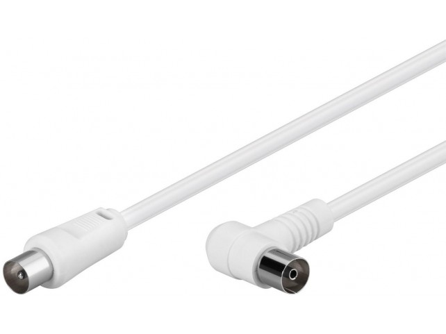 MicroConnect COAX015WA Coax Cable 1.5m White Angled  80dB 75 Ohm Double Shielded
