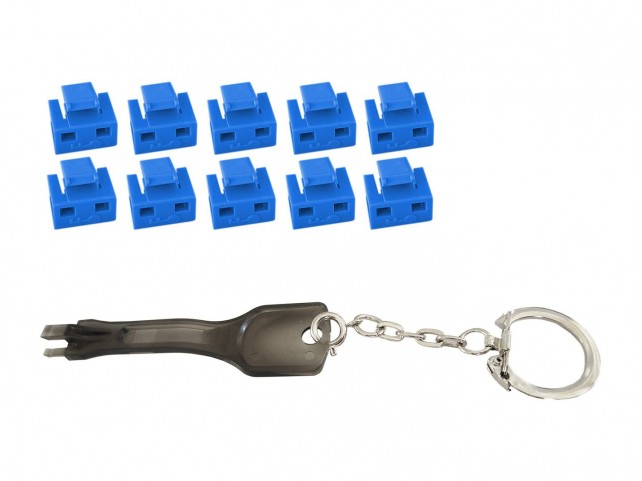 MicroConnect MC-RJ45PORTBLOCK-B RJ45 Port blockers with key  tool blue 10 pcs.