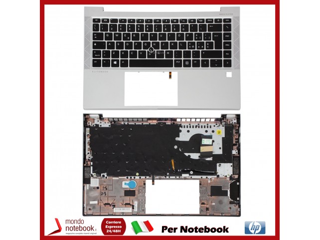 Tastiera con Top Case Hp EliteBook 840 G7 G8 Silver Versione con Fingerprint Retroilluminata Italian