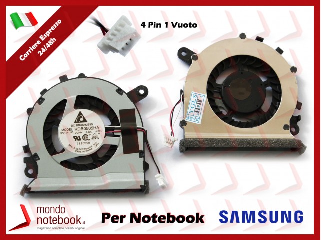 Ventola Fan CPU SAMSUNG NP530U3C NP535U3C NP532U3C NP540U3C (4 PIN con 1 Pin Vuoto)