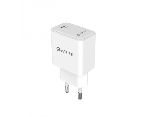 eSTUFF ES635028-BULK USB-C Charger EU PD 20W. 1 x  USB-C. White
