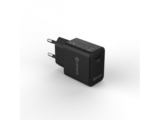 eSTUFF ES635029-BULK USB-C Charger EU PD 20W. 1 x  USB-C. Black