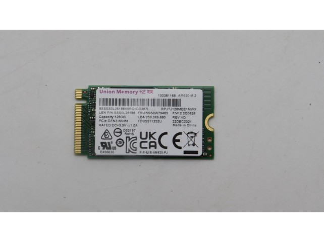 Lenovo 5SS0W79483 128GB M.2 2242 SSD with PCIe  NVMe Gen3x2