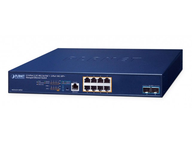 Planet MGS-6311-8P2X Layer 3 8-Port 2.5GBASE-T  802.3at PoE + 2-Port