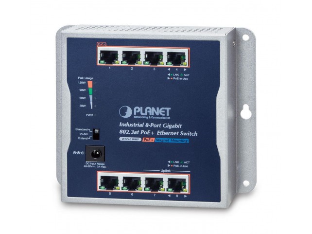 Planet WGS-818HP IP30 Industrial 8-Port  10/100/1000T 802.3at PoE+