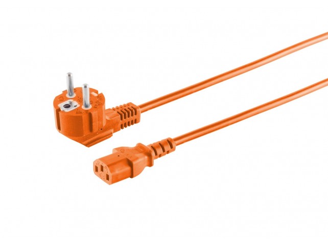 MicroConnect MC-SCHUANGC13180O Power Cord Schuko Angled -  C13 1.8m Orange MicroConnect