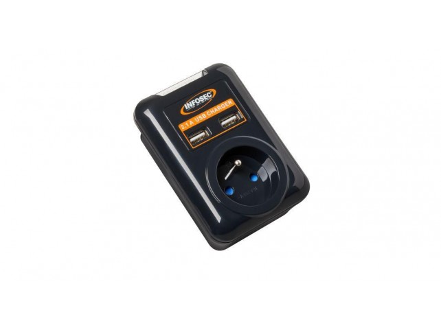 Infosec 61297 1 FRENCH SOCKETS WITH SURGE  PROTECTION - S1 USB