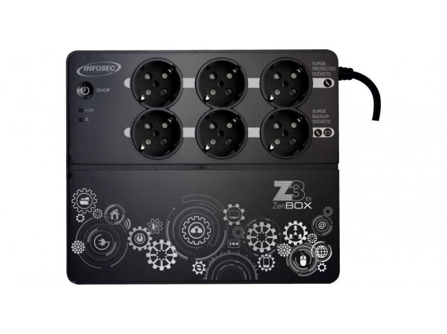 Infosec 66075 ZENERGY BOX 700VA UPS OFFLINE  4+4 OUTLET/SURGE+RJ45+