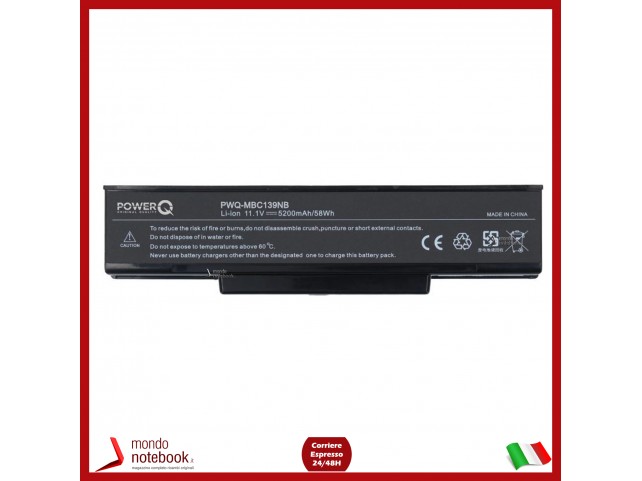 Batteria PowerQ per Advent e altri brand 5200mAh 11.1V P/N Nero