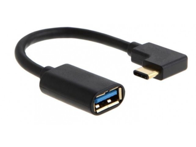 MicroConnect USB3.1CAF02BH-ANG Type C angled male to USB3.0  female cable 20cm black